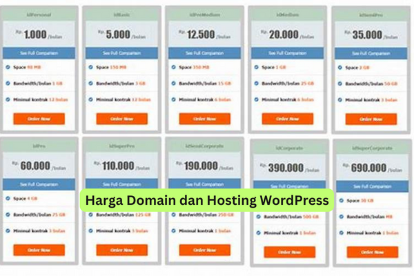 Harga Domain dan Hosting WordPress